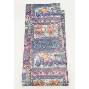 Vintage Baby Boy Gift Wrap Blue Wrapping Paper 2 Full Sheets 39x27 Patchwork